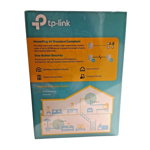 TP-Link TL-PA4010 KIT AV600 600Mbps Powerline Ethernet Adapter Starter Kit - Picture 4 of 6